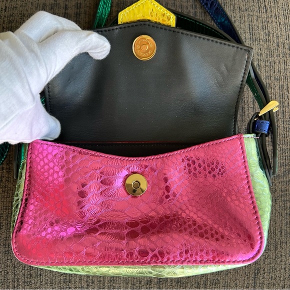 KURT GEIGER Metallic Colorblock Leather 20 Mini Convertible Bag LIKE NEW - Picture 12 of 17